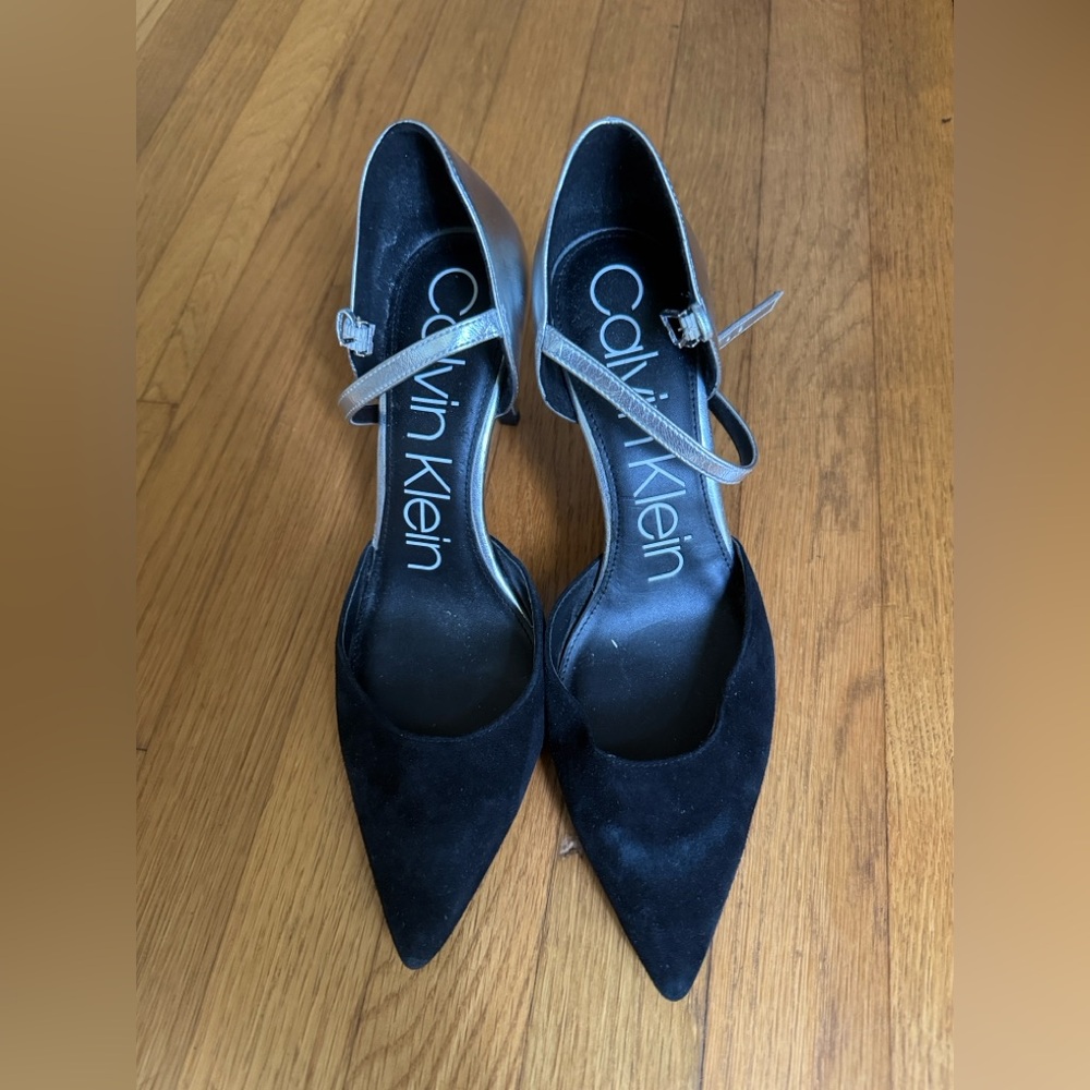 Calvin Klein Black Suede Mary Jane Heels